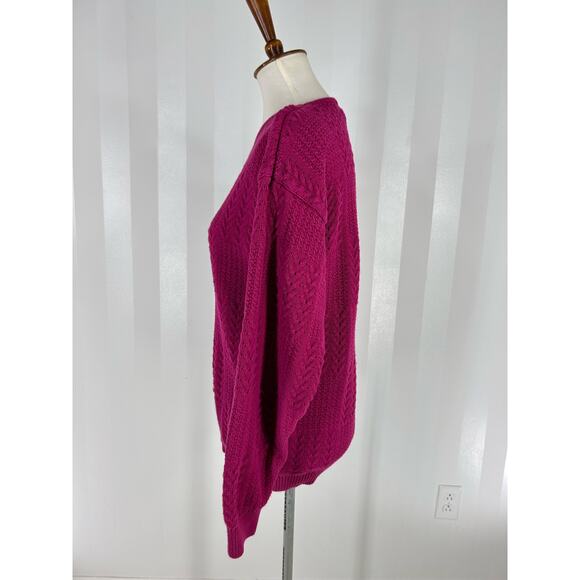 SADDLEBRED Women’s Fuchsia Textured Sweater Sz L - Picture 3 of 8